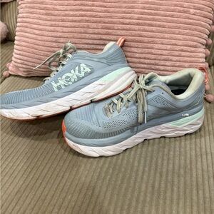 Hoka One  W Bondi 7 Light Blue Running Shoes - Ladies 8